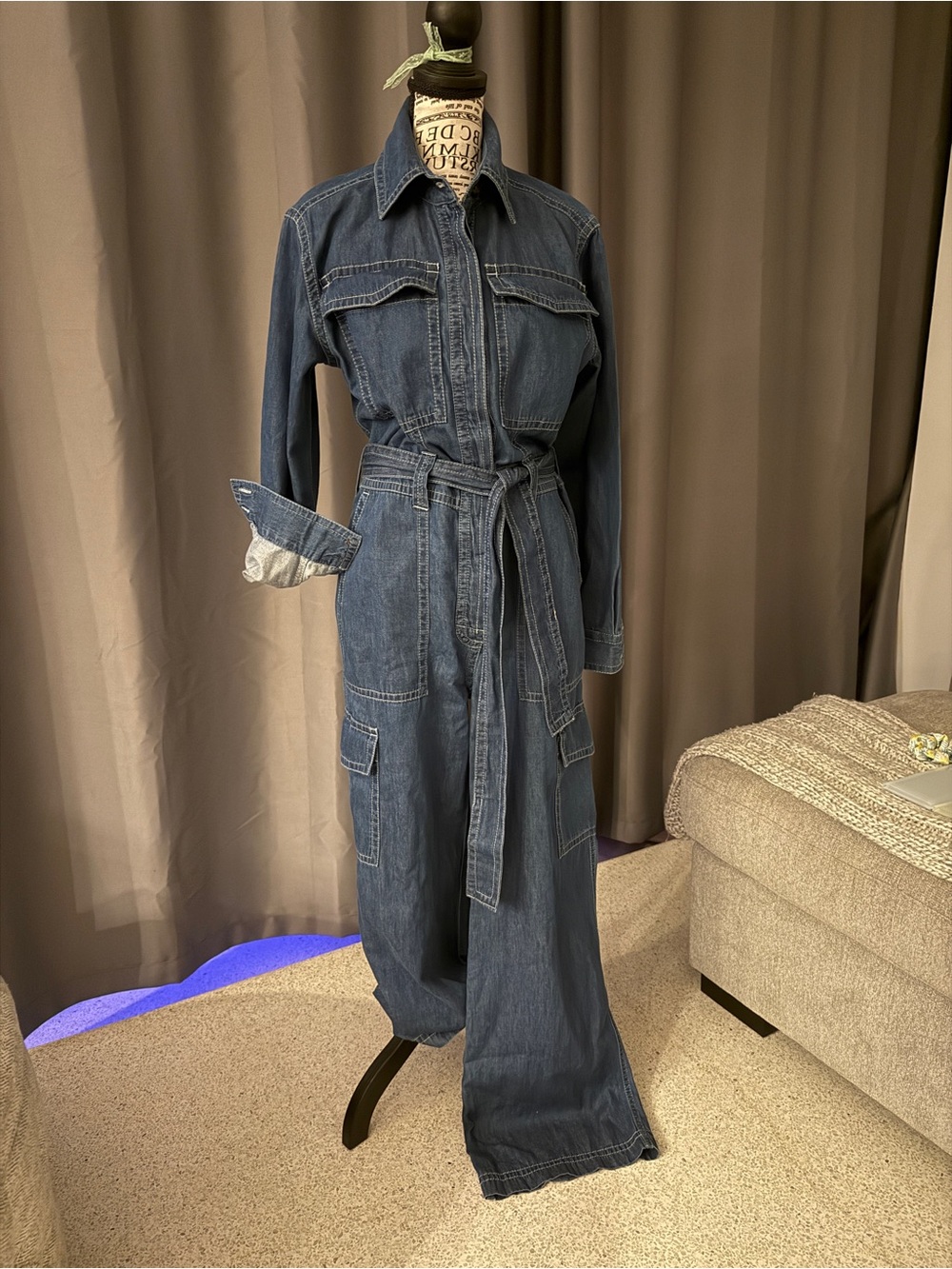 Banana Republic Dark Blue Denim Utility Jumpsuit